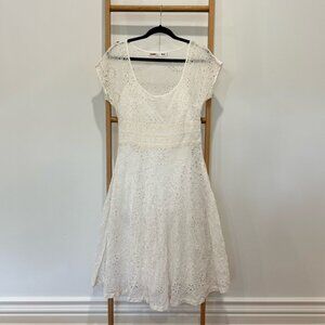 EUC Johnny Was Cotton Lace Eyelet Midi‎  Dress & Slip - Size S